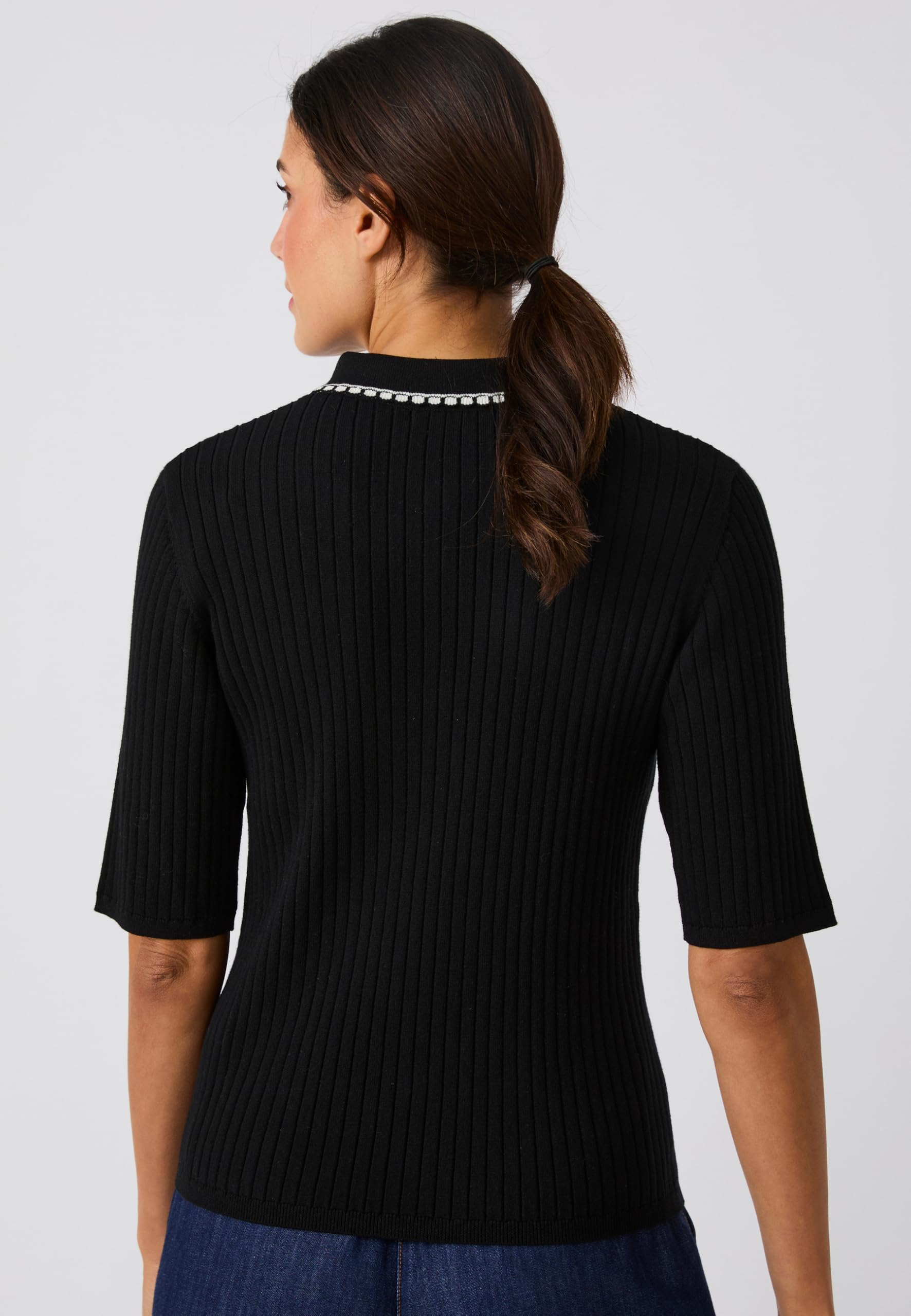 Damart Prêt-à-porter Maglione polo nero donna in cotone biologico