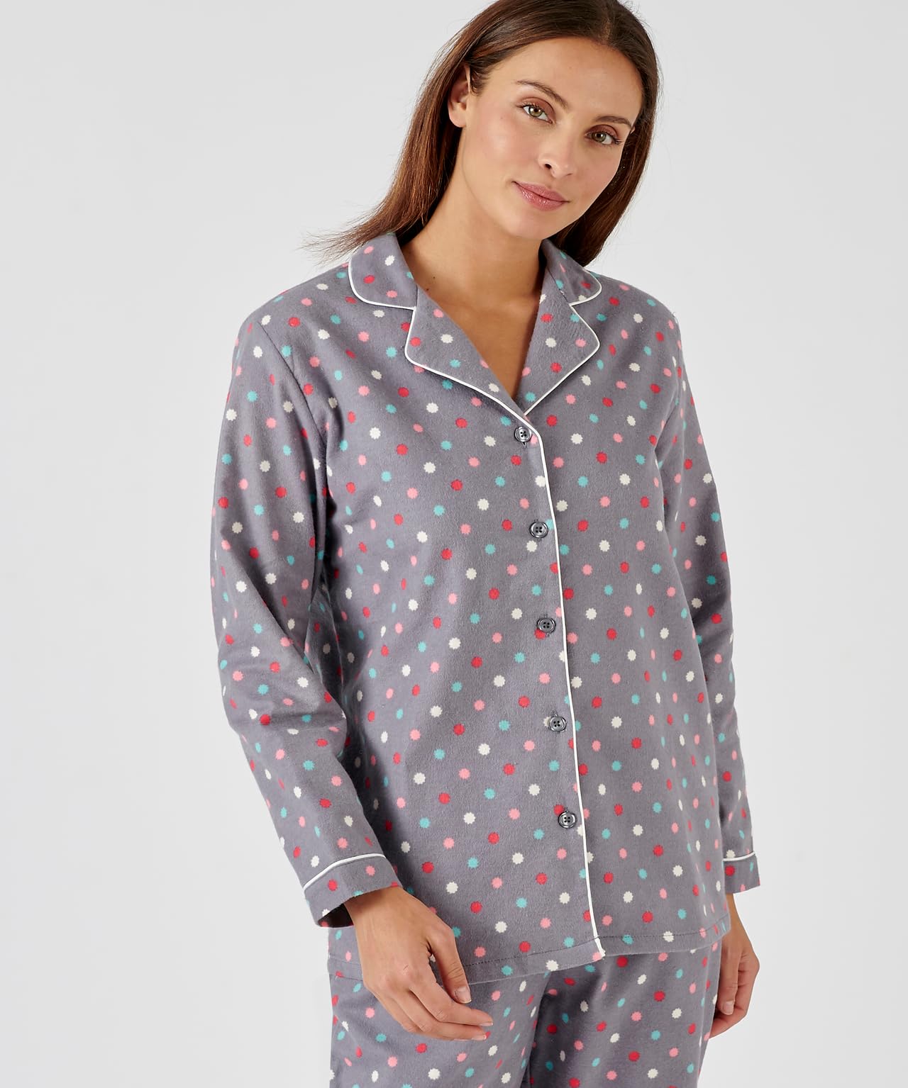Damart Homewear Pigiama in flanella di cotone donna grigio piselli S