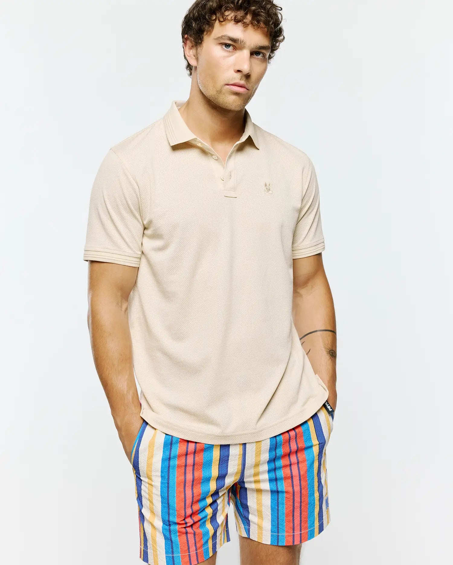 Psycho Bunny Men's Polos Tiernan Lightweight Pique Polo polo beige