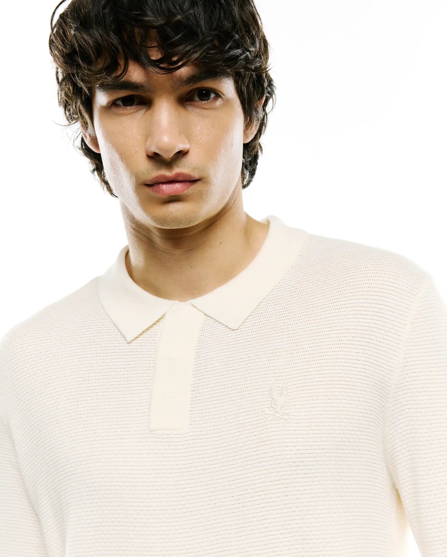 Psycho Bunny Men's Polos Men's Leroy Long Sleeve Polo polo bianca manica lunga