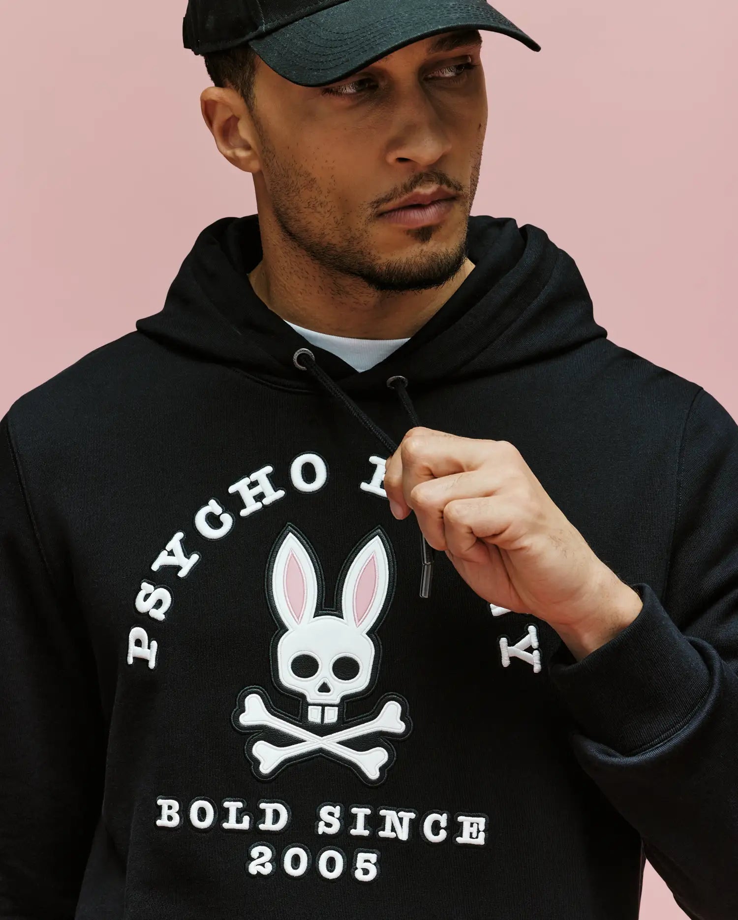 Psycho Bunny Men's Sweatshirts & Hoodies Archive Hoodie felpa nera in cotone