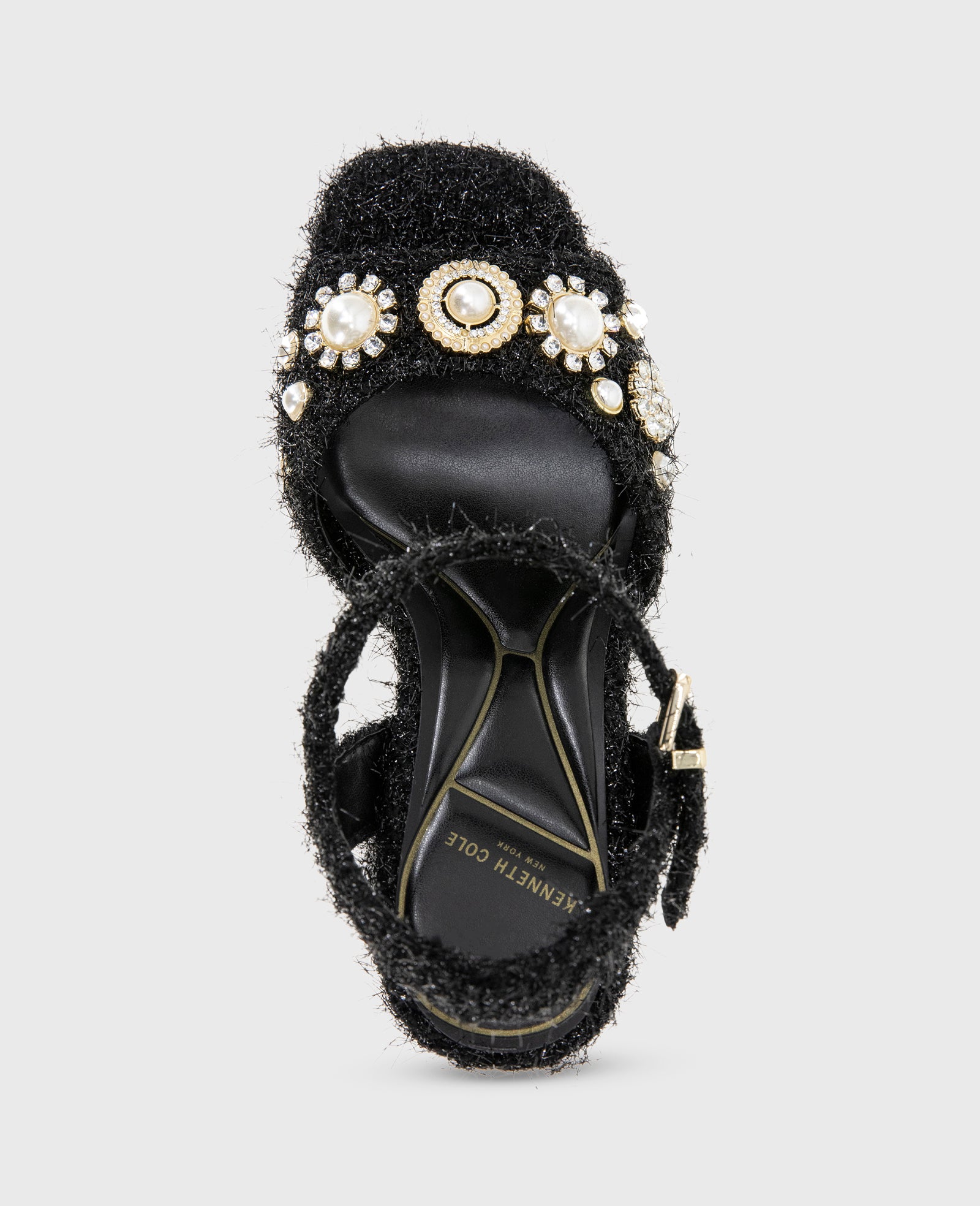 Kenneth Cole Reaction Shoes Dolly Charms Fabric Platform Sandal sandalo nero