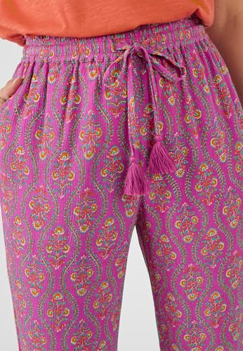 Damart Prêt-à-porter Pantaloni Crinkle floreali viola 46 viscosa