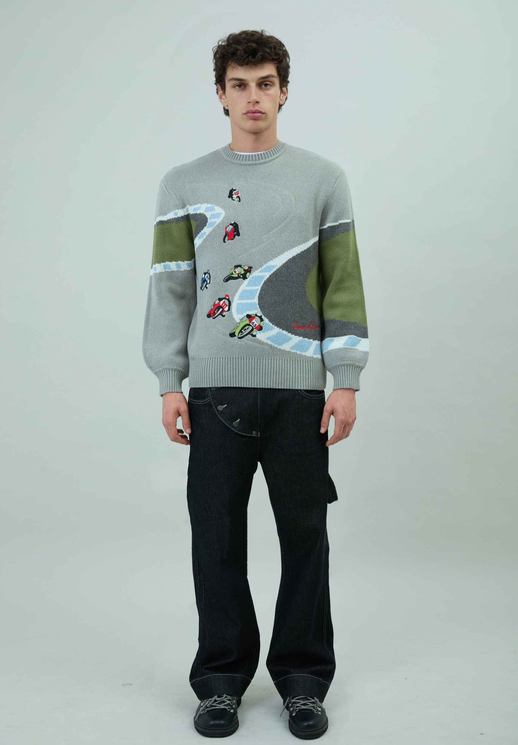 House Of Sunny Women's Knitwear SUPERBIKES KNIT maglione jacquard grigio
