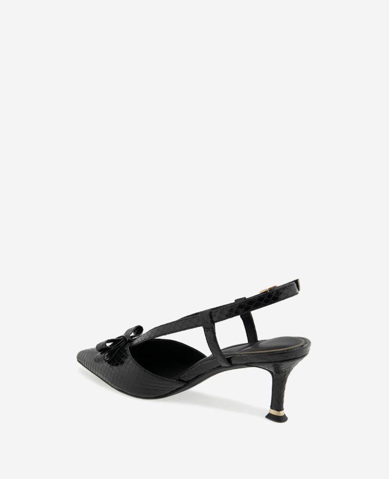 Kenneth Cole Reaction Umayra Snake Slingback Kitten Heel scarpe nere stampa serpente