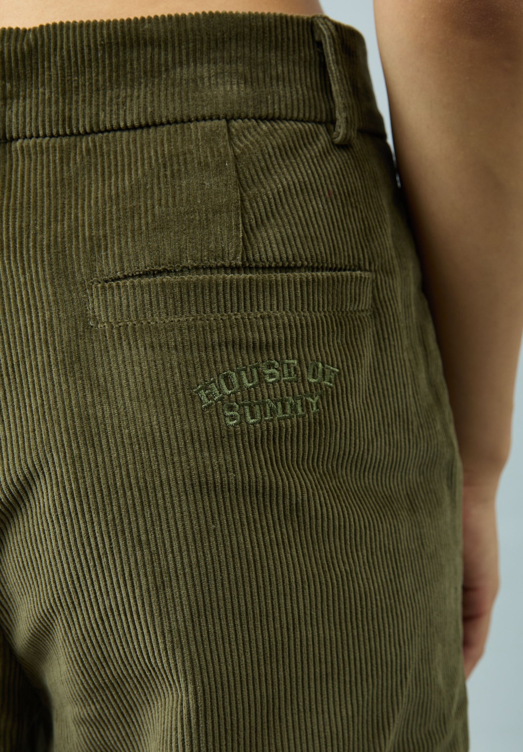 House Of Sunny Women's Shorts & Trousers CORDUROY WORKER PANTS pantaloni in velluto verde oliva