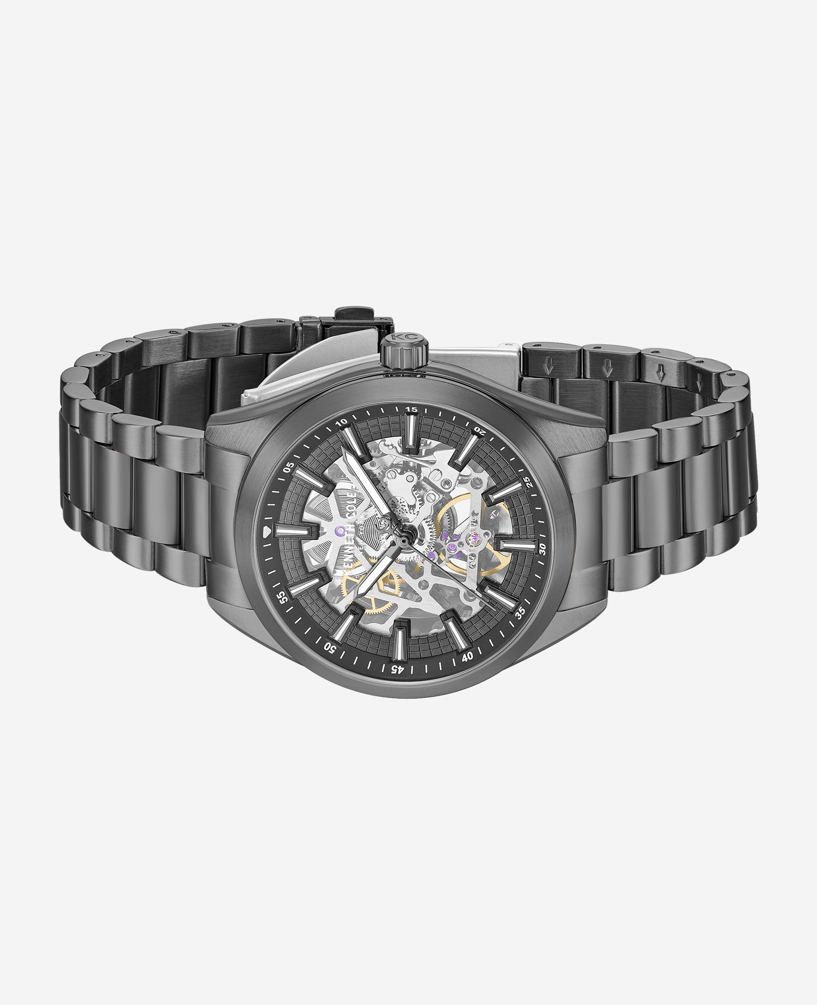 Kenneth Cole Reaction Watches Skeleton Automatic Bracelet Watch Orologio Uomo Grigio 5 ATM