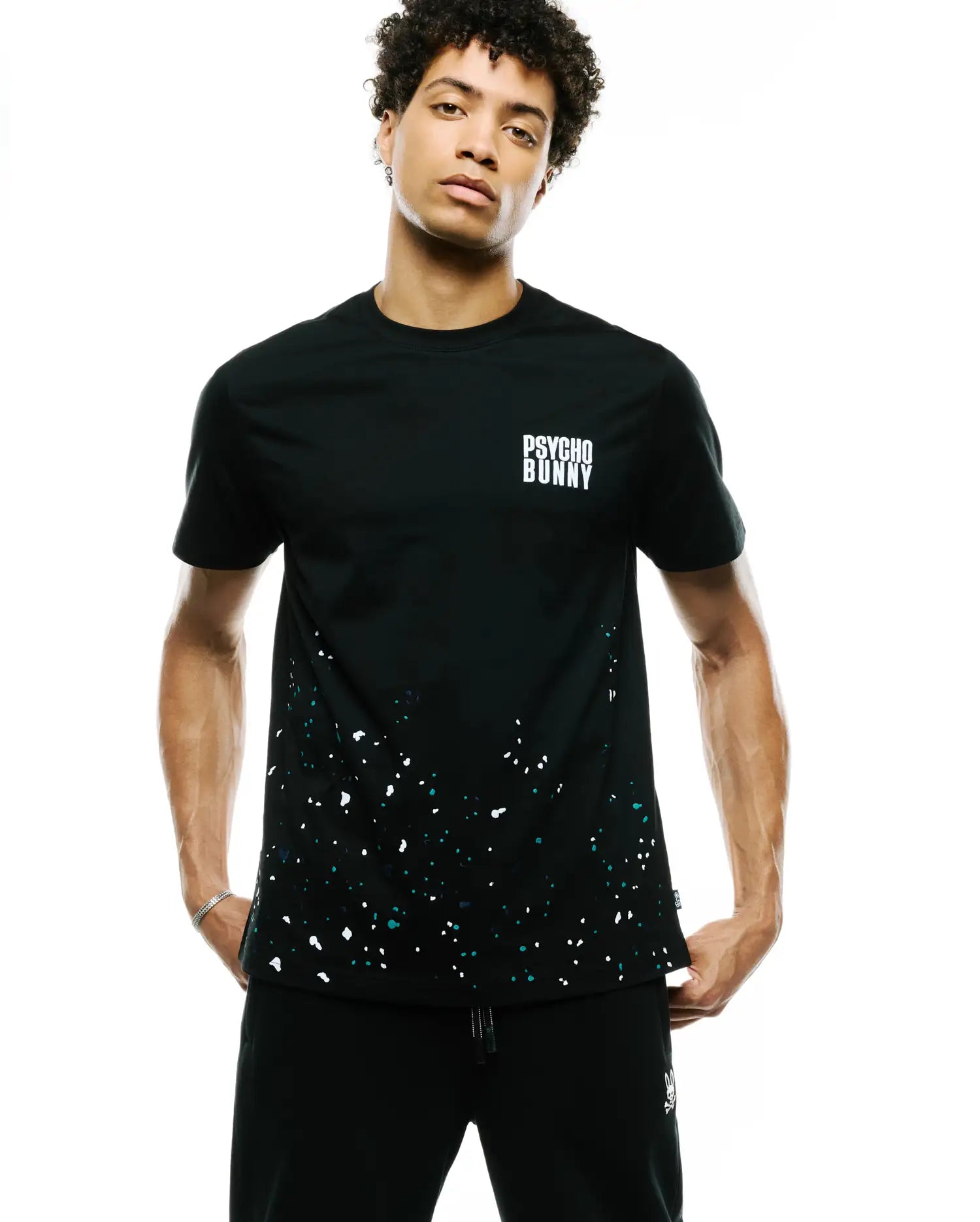 Psycho Bunny Men's Tees Malcolm Graphic Tee maglietta nera XXS cotone