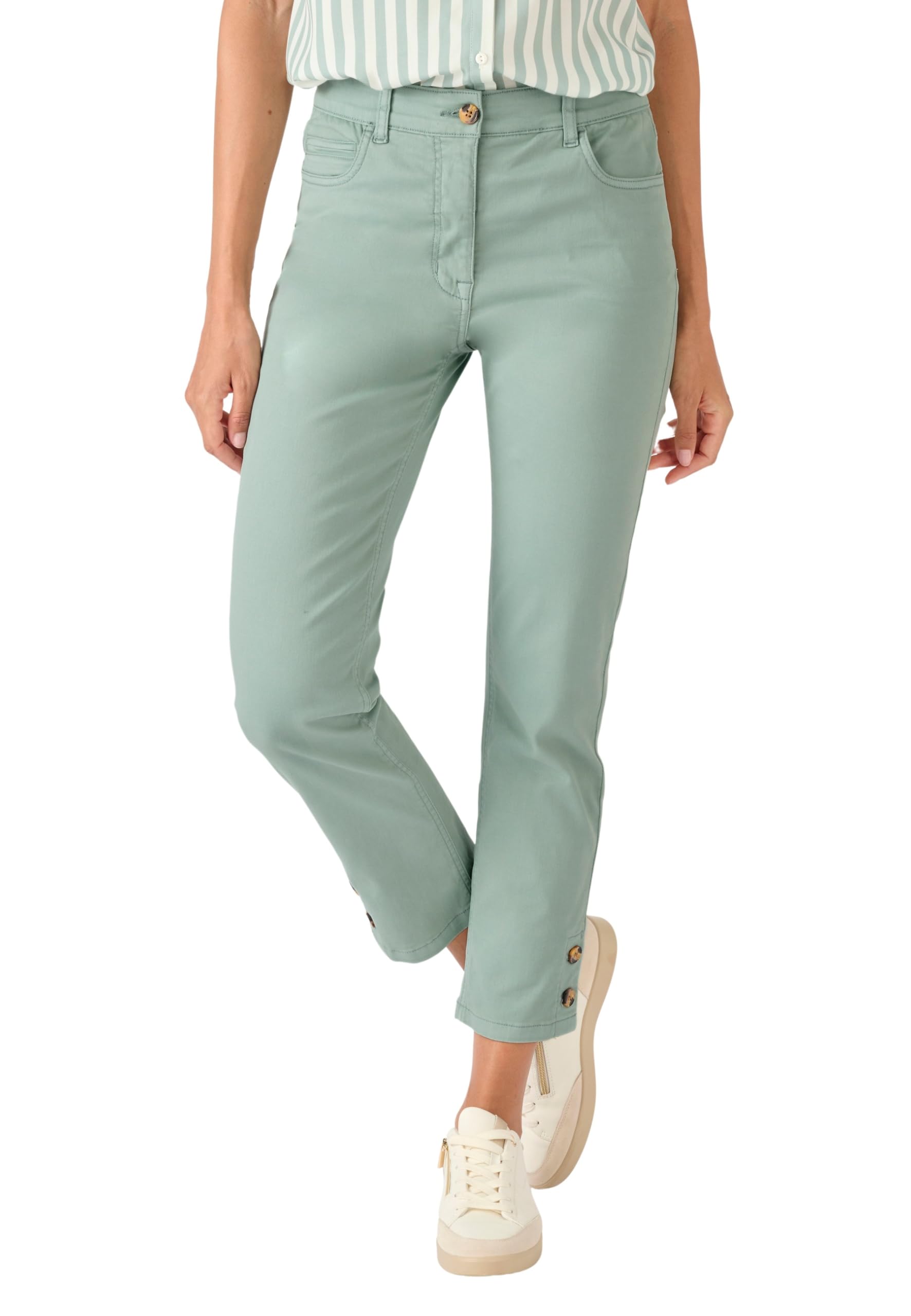 Damart Prêt-à-porter Pantaloni 7/8° fantasia con bottoni Pantaloni Beige in cotone