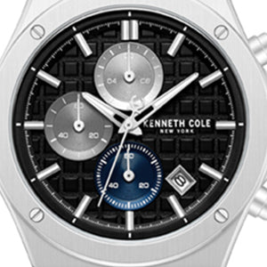 Kenneth Cole Reaction Watches Dress Sport Chronograph Black Dial Stainless Steel Bracelet Watch orologio Silver
