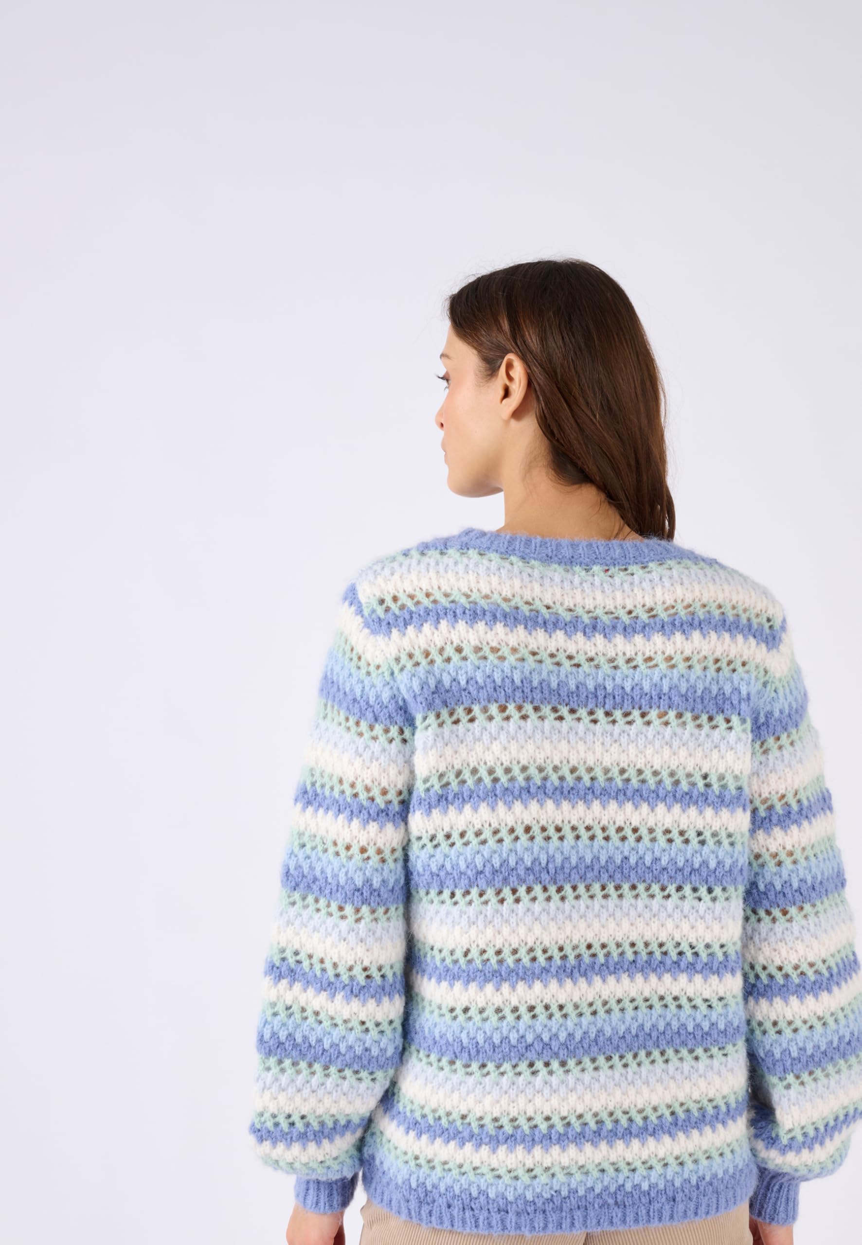 Damart Prêt-à-porter maglione a righe con maniche a palloncino
