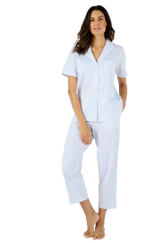 Damart Homewear Pigiama da donna 7/8 blu a strisce taglia XS in cotone