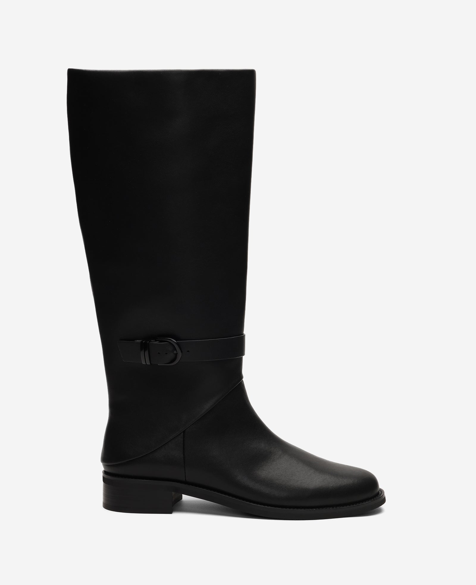 Kenneth Cole Reaction Shoes Joey Leather Belted Riding Boot stivale Black Leather in pelle