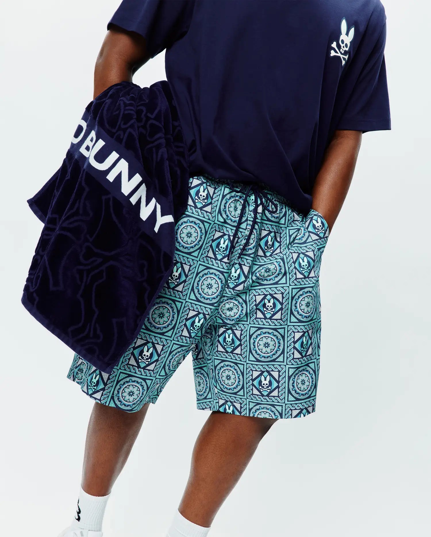 Psycho Bunny Big & Tall Frank Swim Trunk costume da bagno blu con rete interna