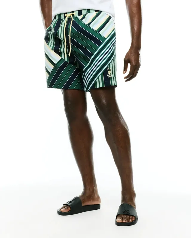 Psycho Bunny Men's Swimwear Drew costume uomo verde stampa 6 pollici