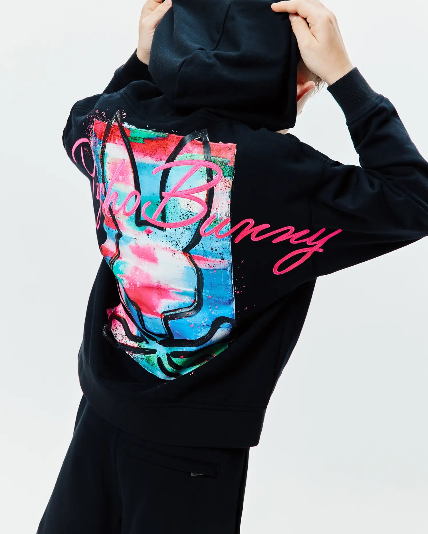 Psycho Bunny Kids Sweatshirts & Hoodies Isaac Hoodie KT0500072 felpa nera con cappuccio