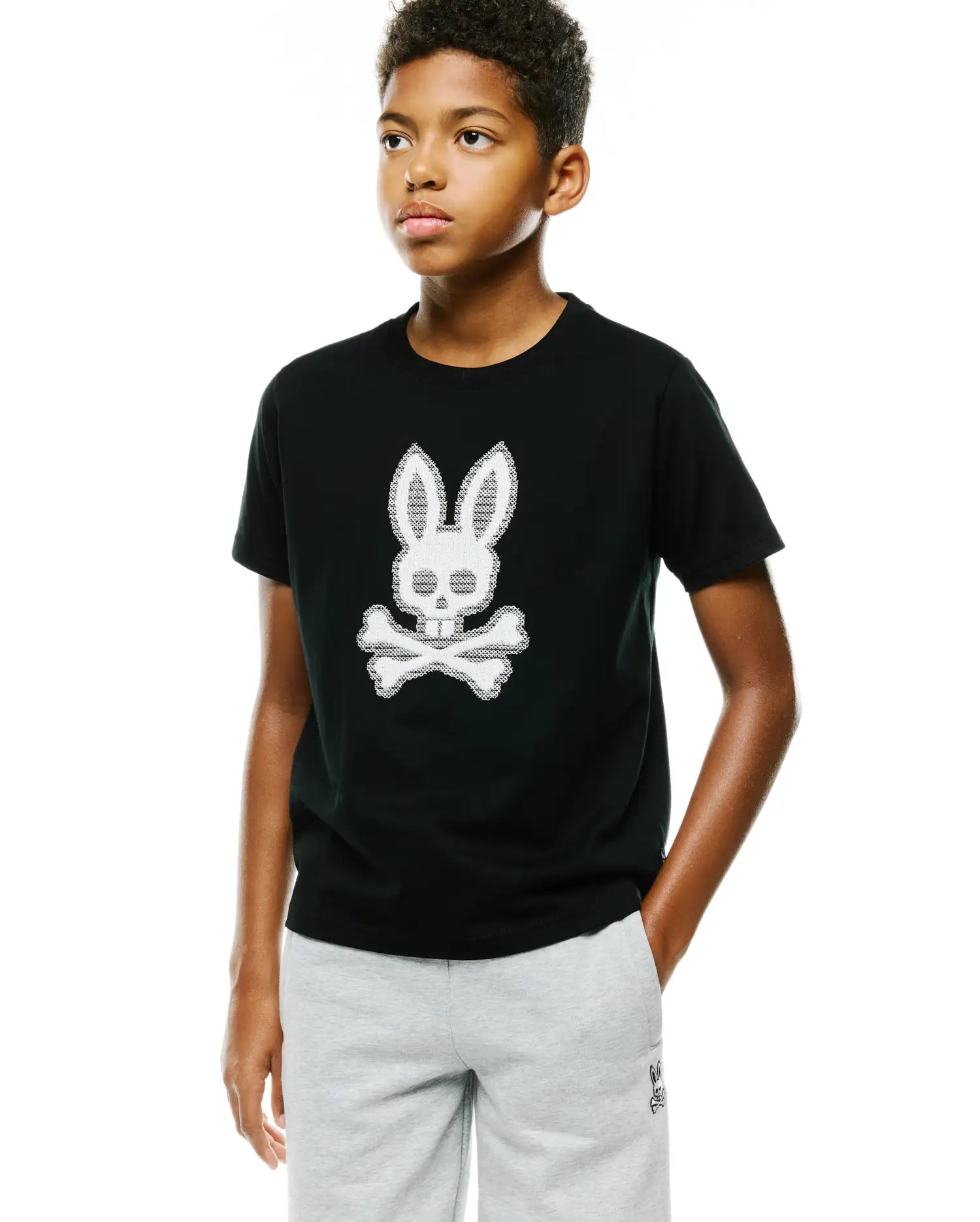 Psycho Bunny Kids Tees Samson Pima Graphic Tee maglietta nera 001, cotone Pima