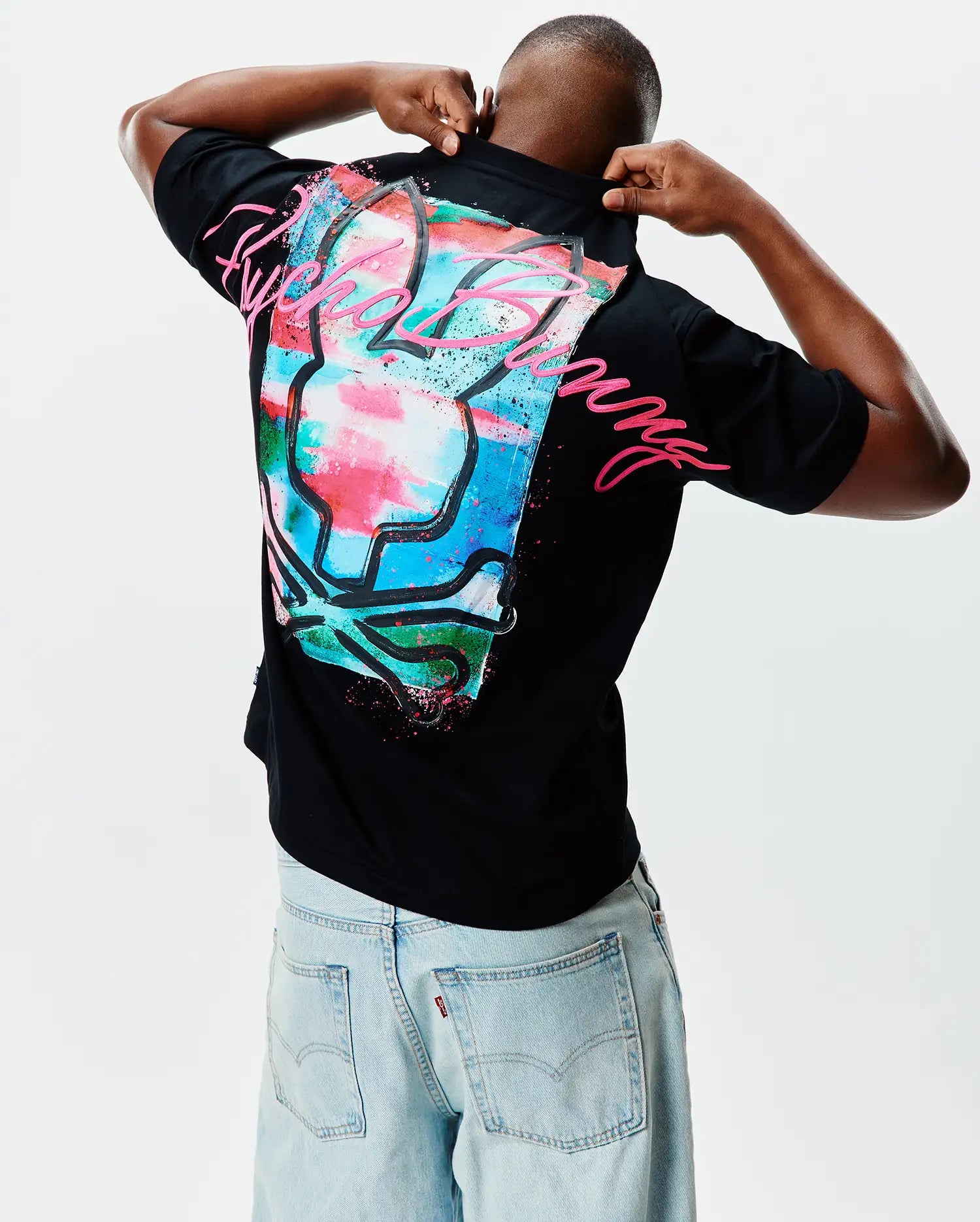 Psycho Bunny Men's Tees Isaac Oversized Tee maglietta nera oversize