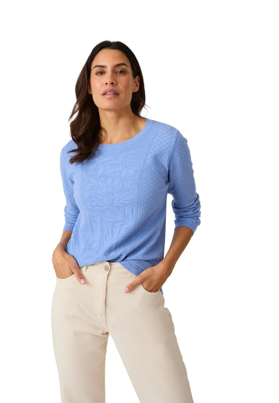 Damart Prêt-à-porter Maglione donna girocollo con motivo traforato