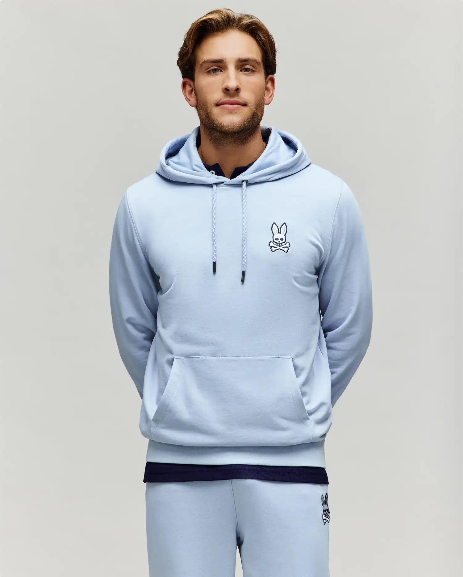 Psycho Bunny Men's Sweatshirts & Hoodies Timothy 4K Bunny Hoodie felpa 410 Zen Blue