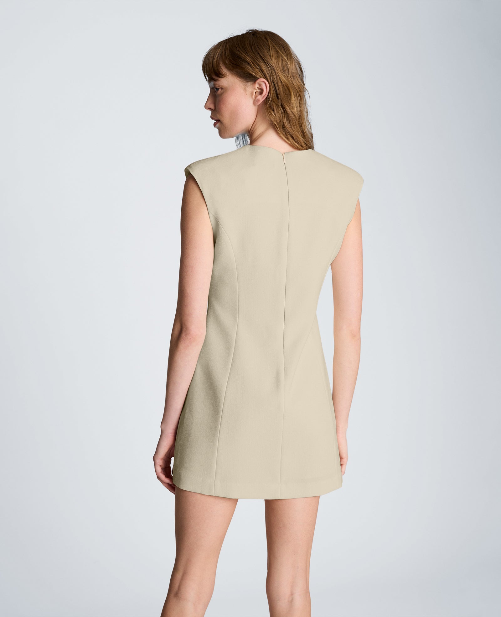 Kenneth Cole Reaction Clothing Sleeveless Suit Mini Dress abito Eggshell