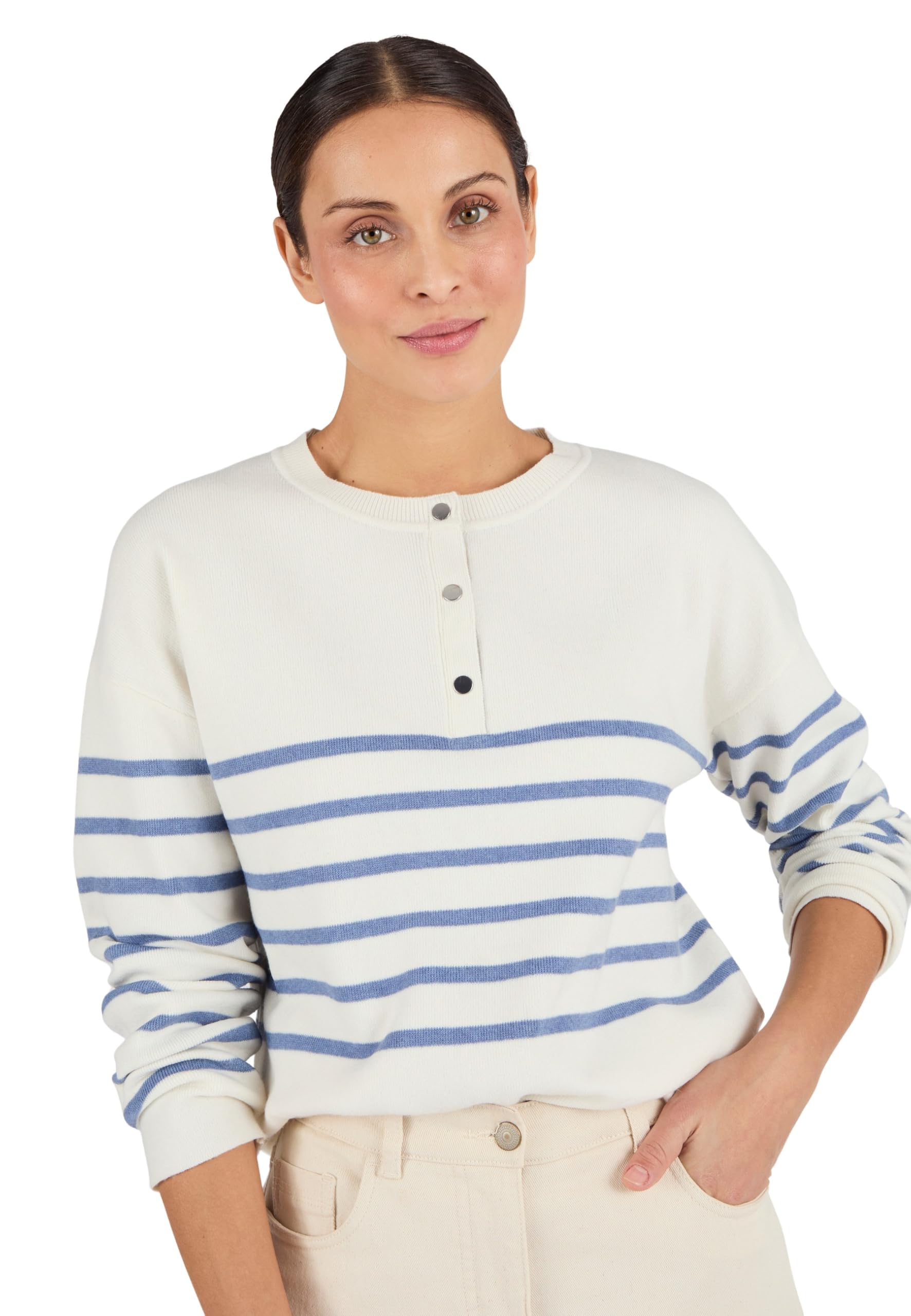 Damart Thermolactyl Marinière Esprit felpa donna bianca a righe 34/36