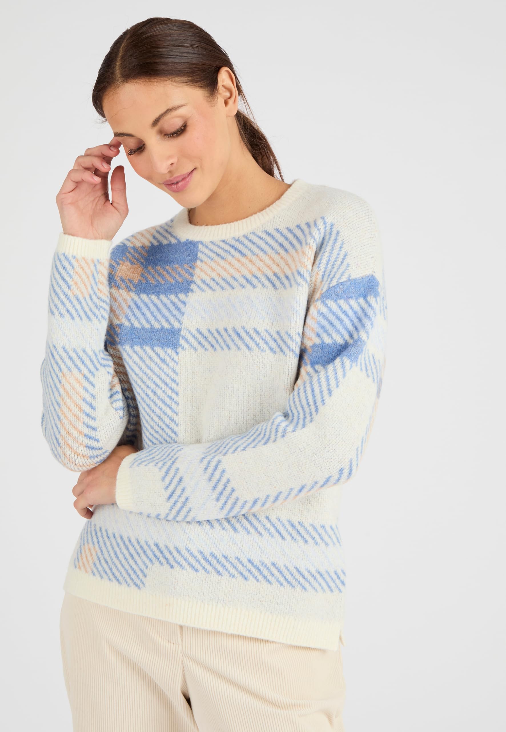 Damart Prêt-à-porter maglione jacquard a quadri donna ampio