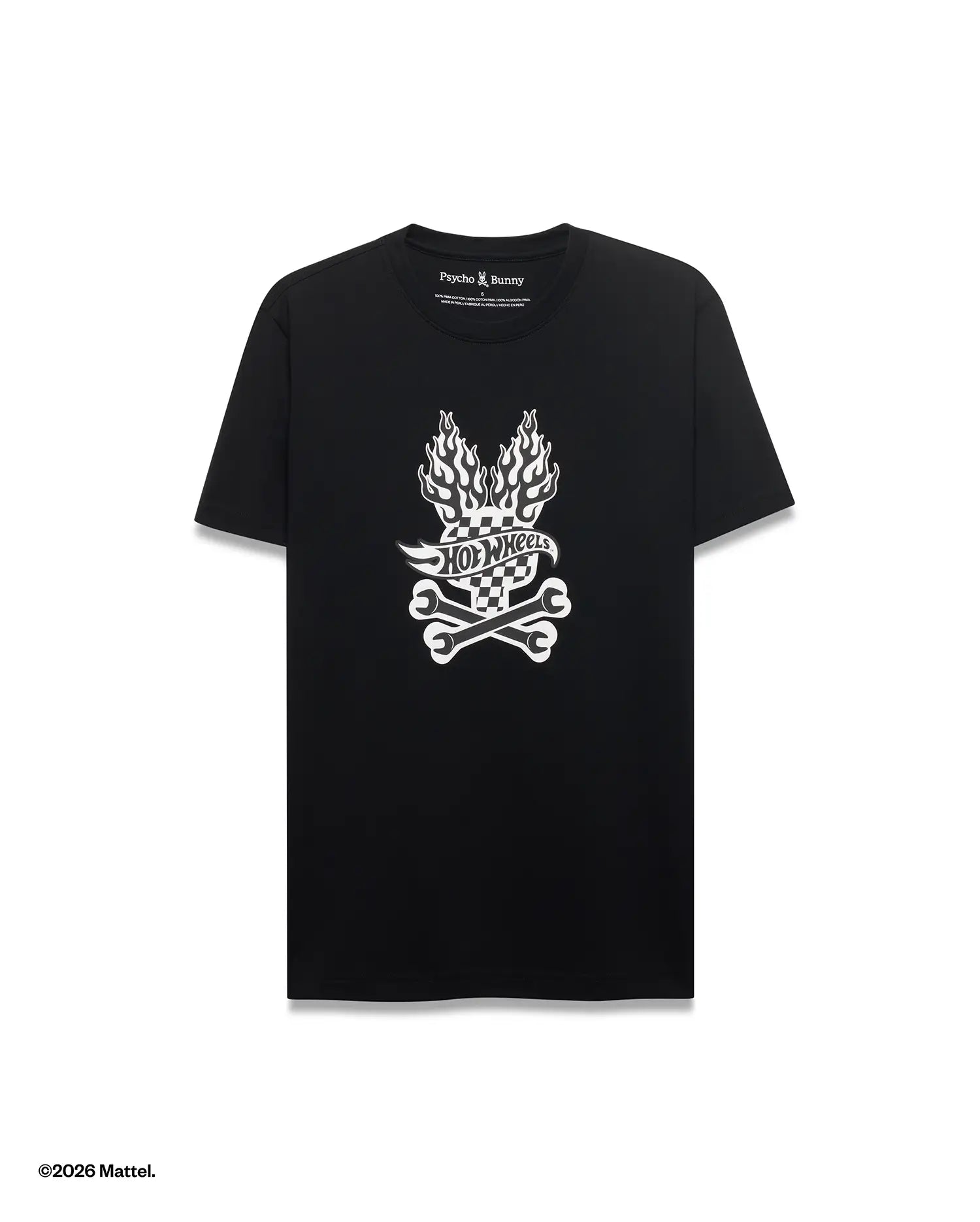 Psycho Bunny Men's Tees Hot Wheels t-shirt nera cotone Pima