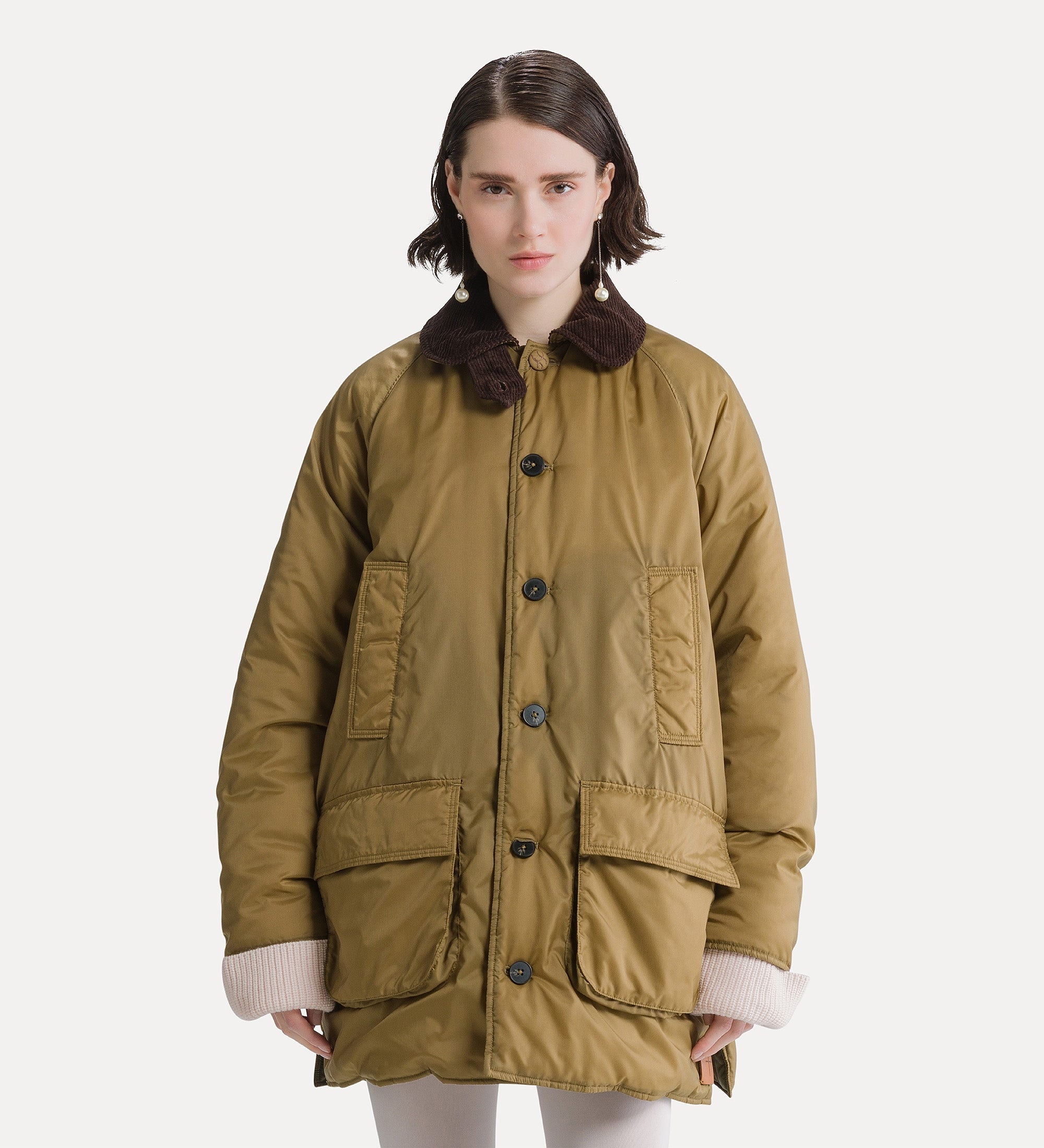 Forte capispalla e kimono nylon midi british jacket giacca giallo oro
