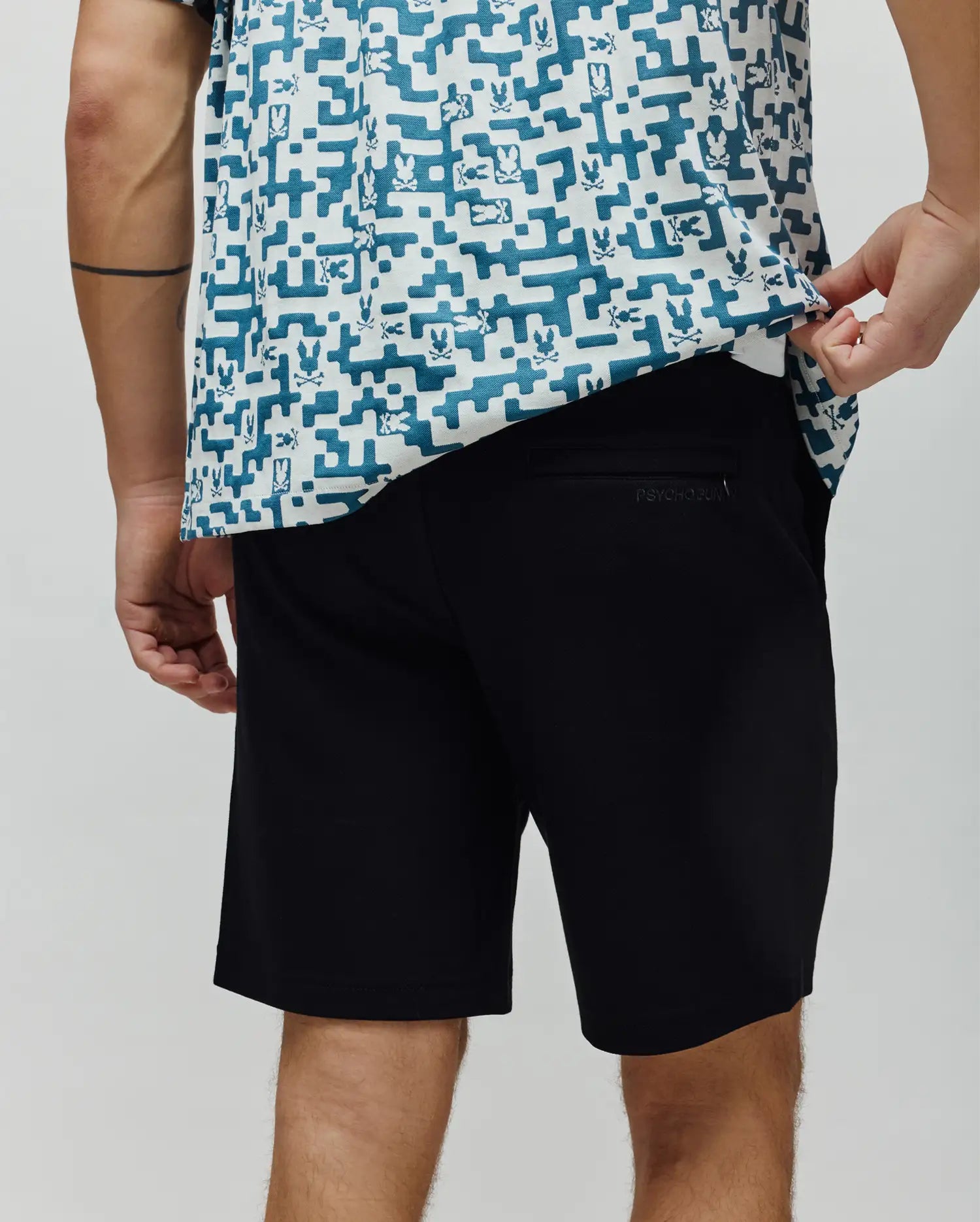 Psycho Bunny Men's Shorts Shiro Twill Short 8 1/2" 001 Black regular