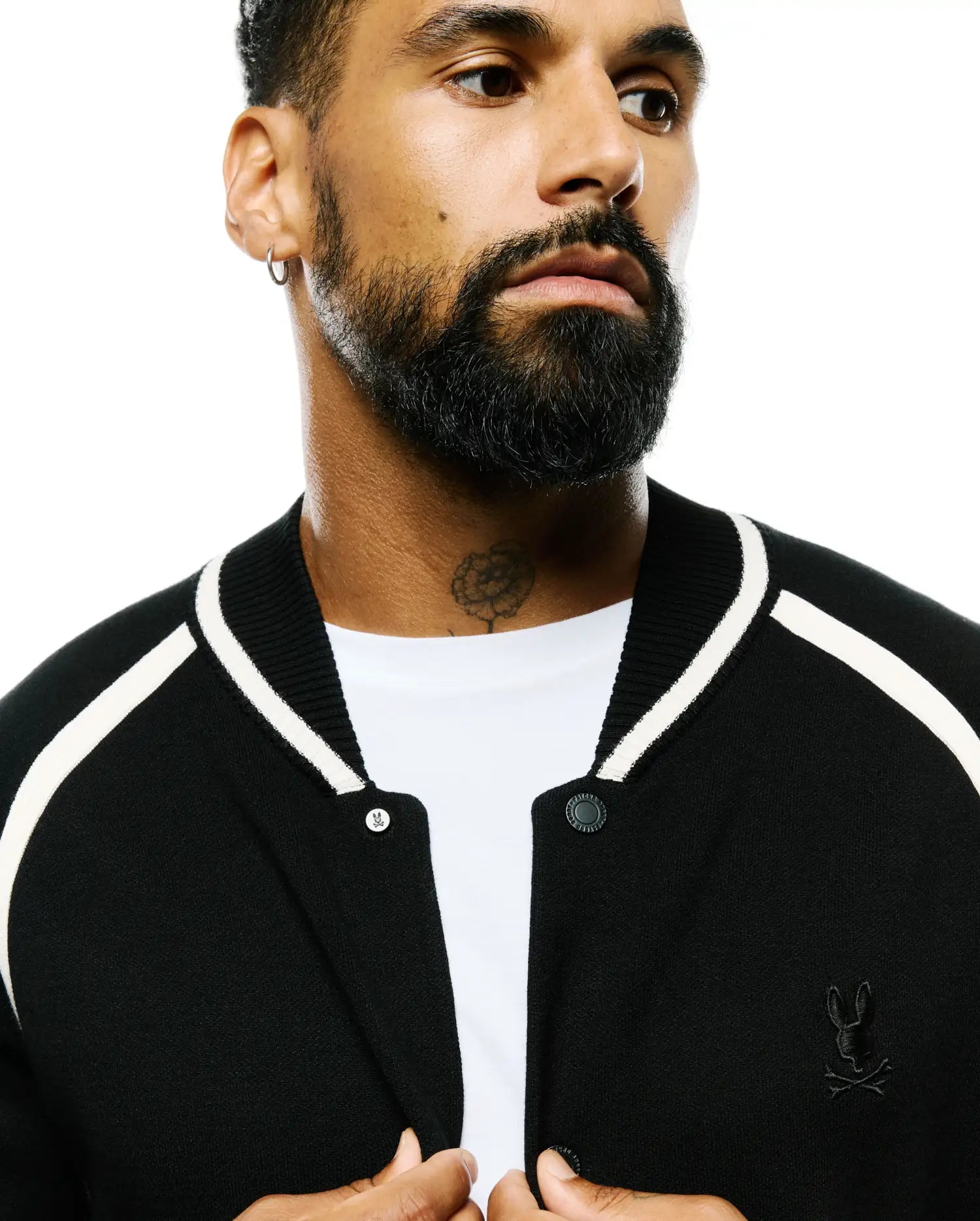 Psycho Bunny Men's Sweatshirts & Hoodies Rafferty Raglan Cardigan MT0400129 cardigan nero