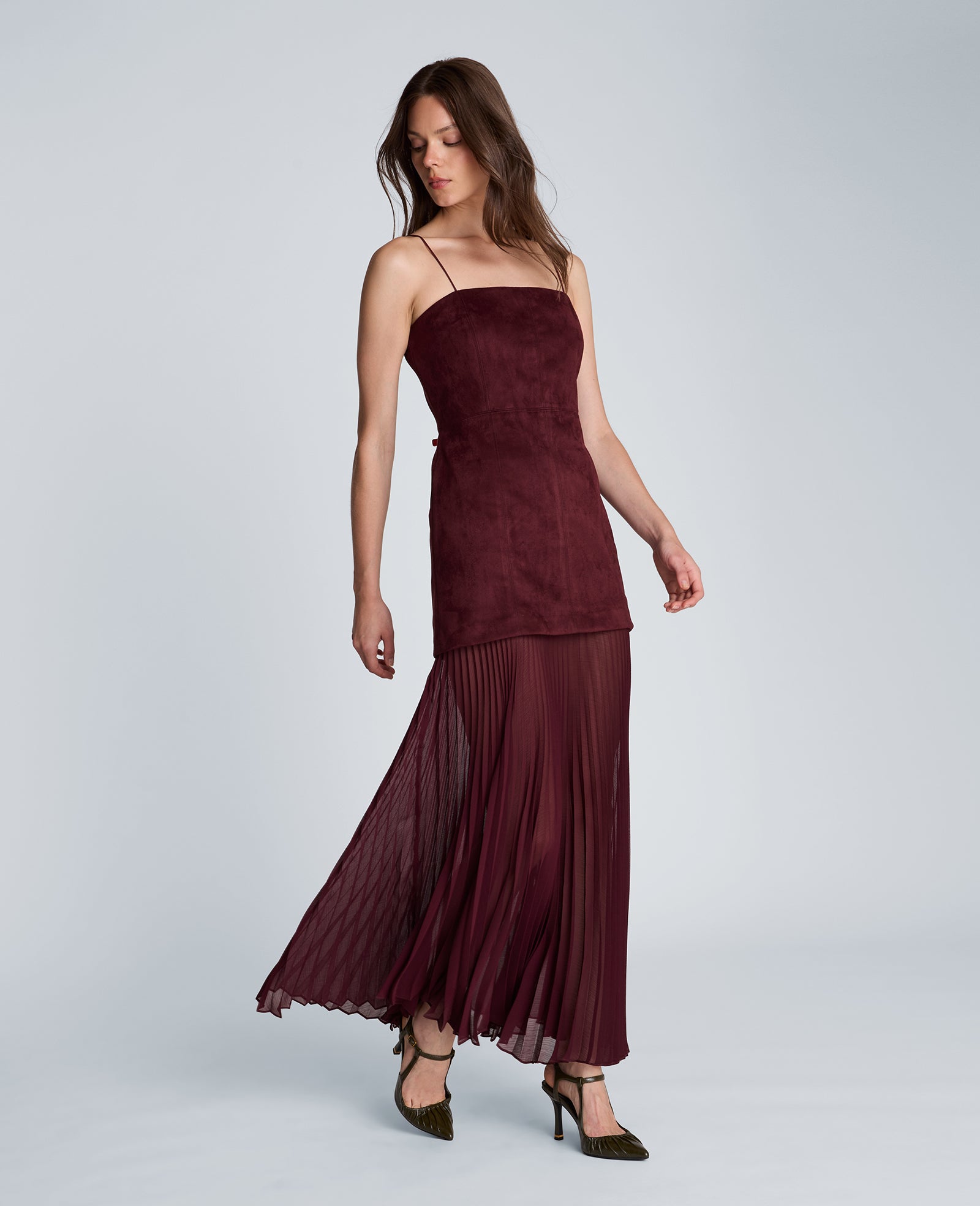 Kenneth Cole Reaction Clothing Combo Pleated Midi Dress abito midi rosso