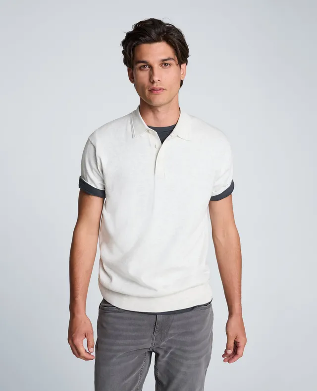 Kenneth Cole Reaction Clothing Short Sleeve Sweater Polo polo in maglia bianca