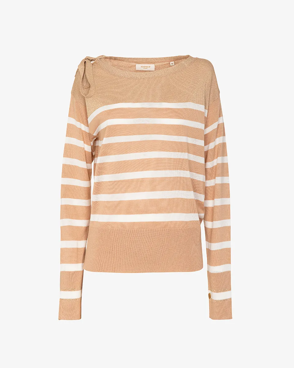 Markup Donna Maglieria Girocollo rigato con fiocco maglia