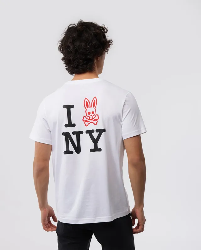 Psycho Bunny Men's Tees New York Tee B6U554W1PC T-shirt bianca in cotone Pima