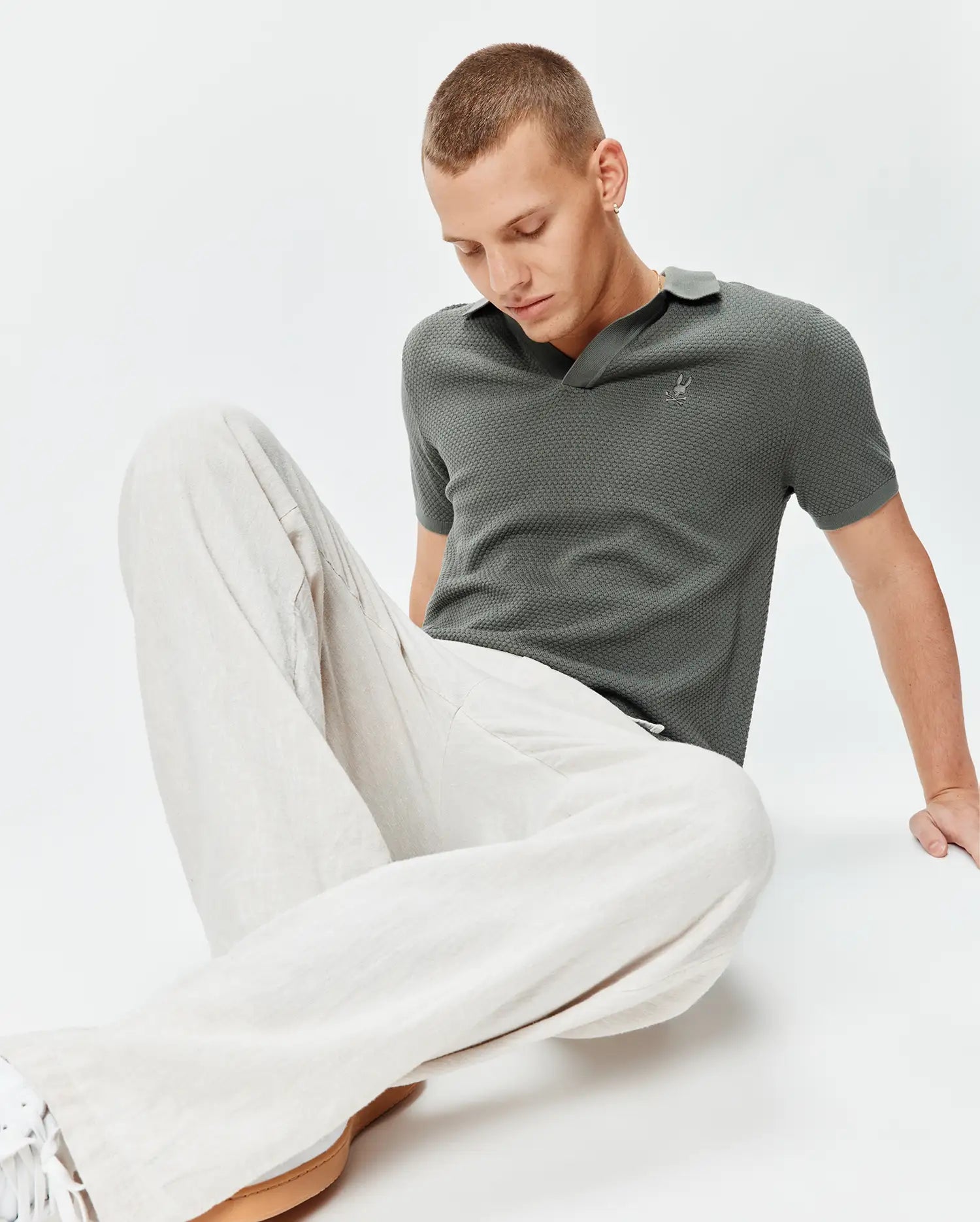 Psycho Bunny Men's Polos Devon Knit Polo MT0100169 polo verde cotone