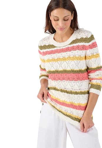 Damart Prêt-à-porter maglia traforata a righe donna 50-52 in cotone
