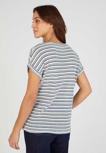 Damart Prêt-à-porter maglia jacquard a righe blu 58-60
