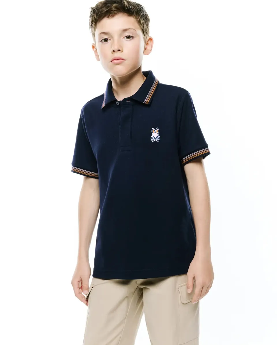 Psycho Bunny Kids Polo Shirts Jaydon polo piqué blu Pima