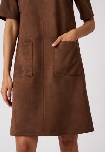 Damart Prêt-à-porter abito dritto in camoscio marrone donna