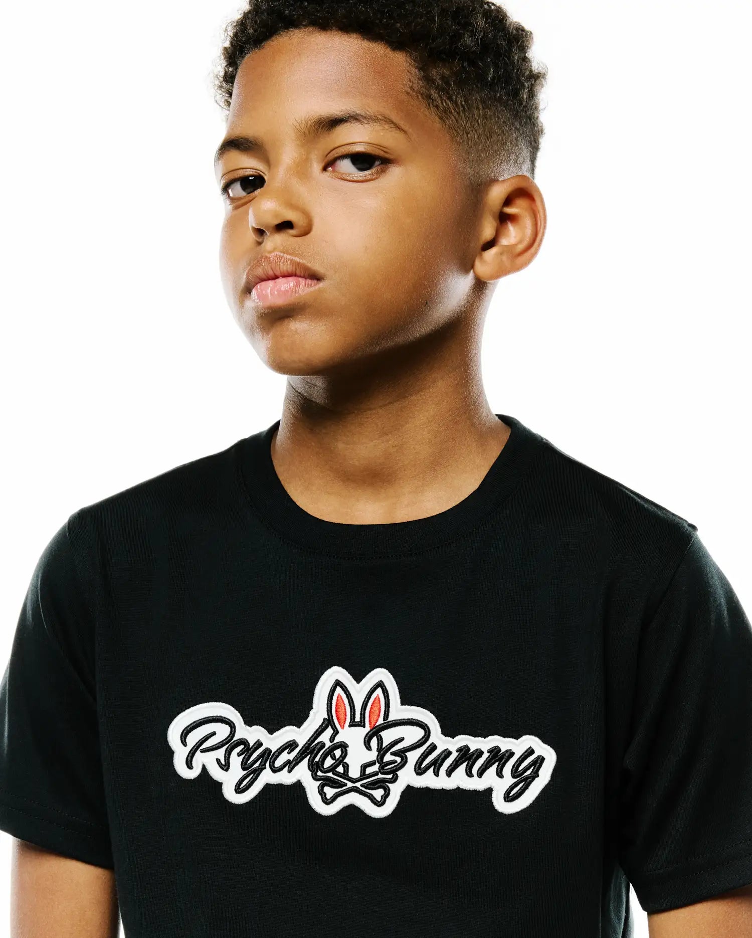 Psycho Bunny Kids Tees Jaydon Graphic Tee KT0200245 maglietta nera in cotone Pima