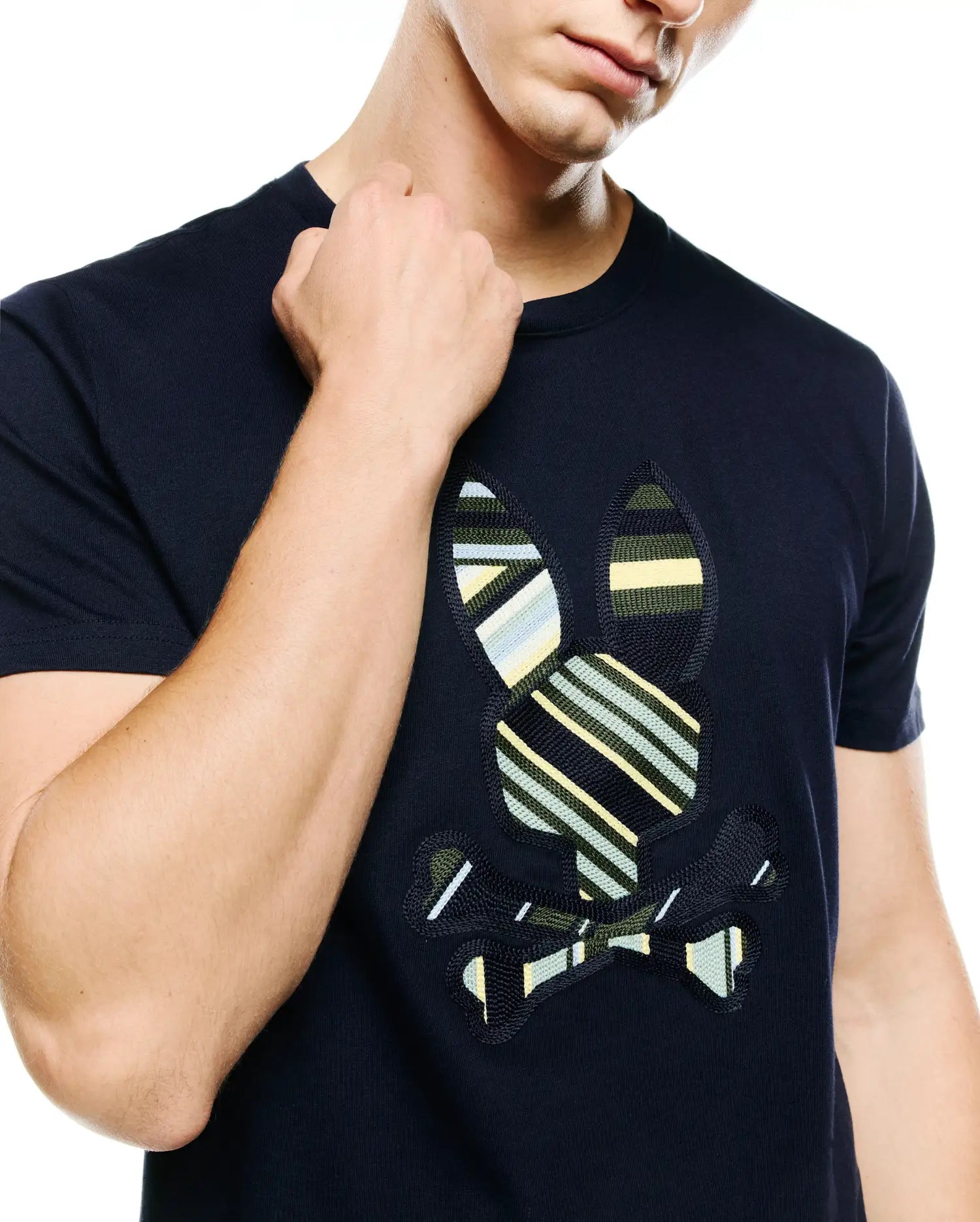 Psycho Bunny Men's Tees Drew Graphic Tee maglietta blu cotone Pima