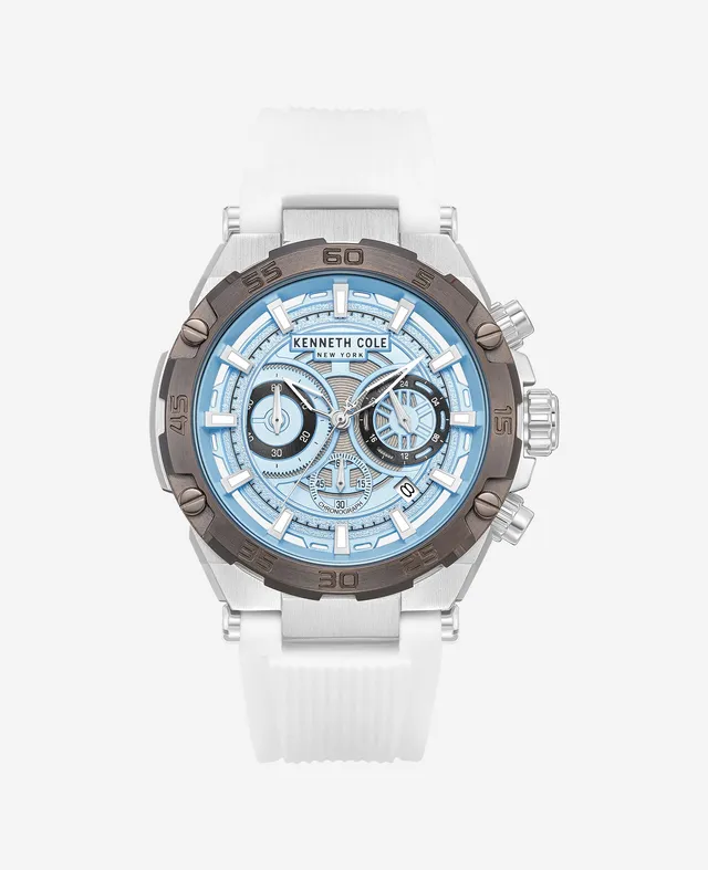 Kenneth Cole Reaction Watches Chronograph Sport Silicone Strap Watch orologio cronografo bianco