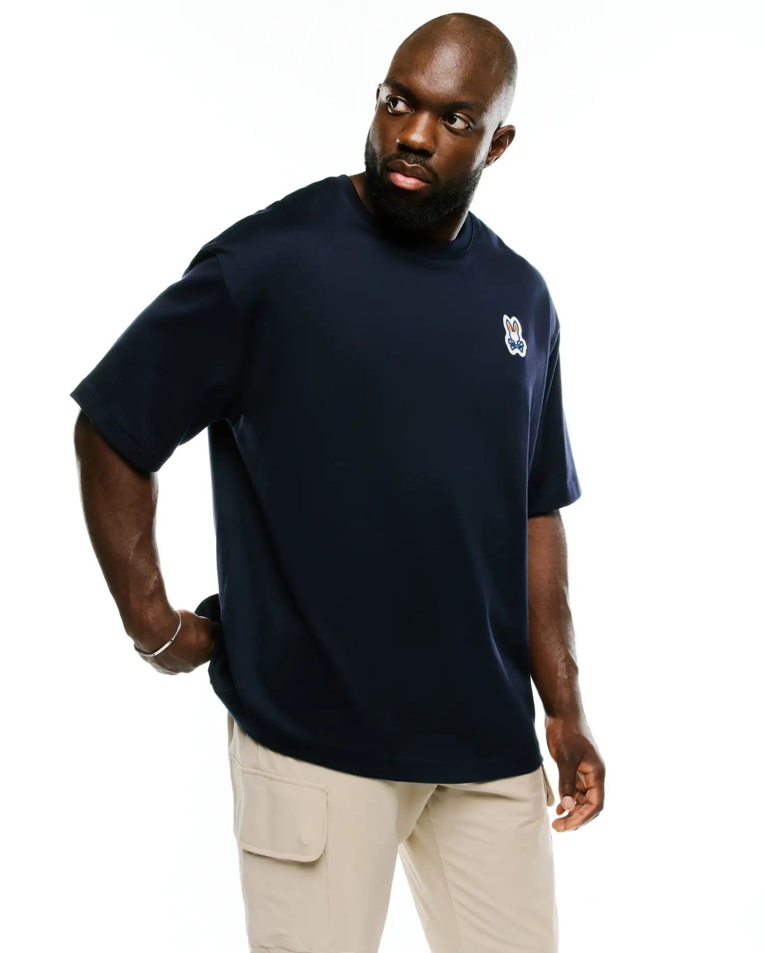 Psycho Bunny Big & Tall Jaydon Relaxed Fit Tee maglietta blu 423, cotone pesante