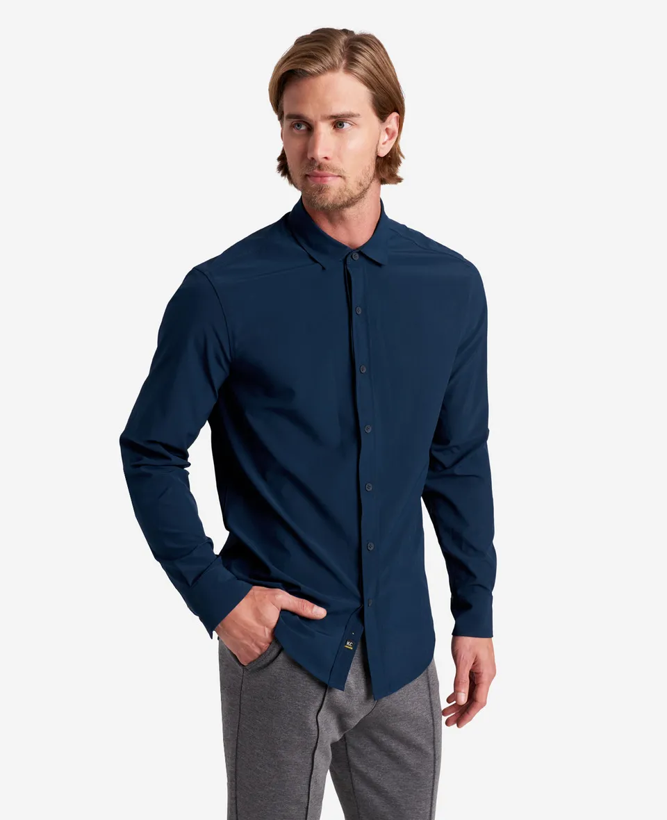 Kenneth Cole Reaction Clothing Long Sleeve Button Down Sport Shirt camicia navy S