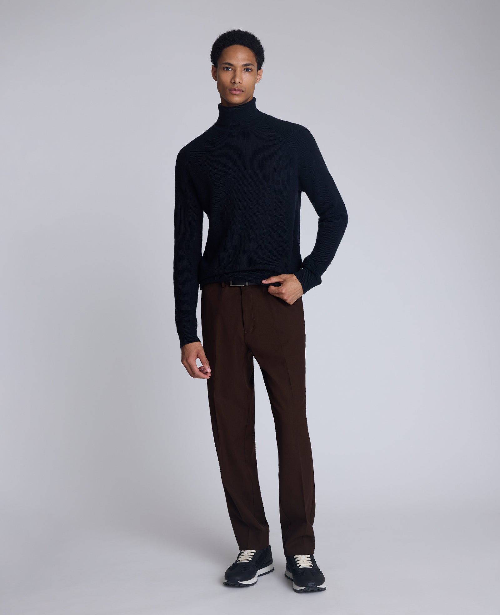Kenneth Cole Reaction Clothing Foldover Turtleneck Sweater maglione nero collo alto