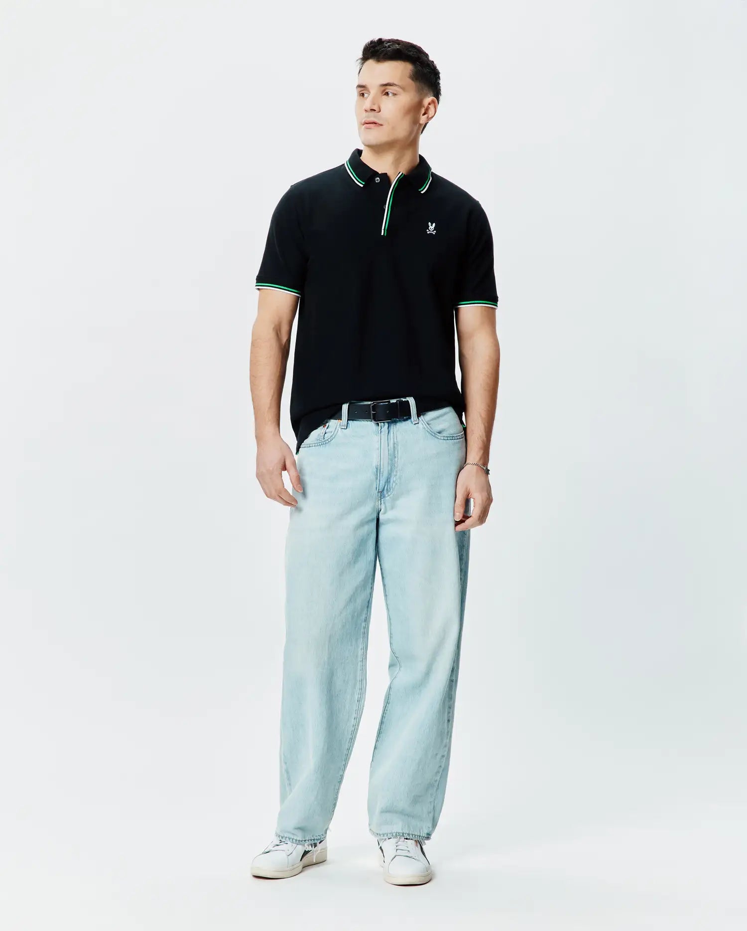 Psycho Bunny Faye Pique Polo polo uomo nera