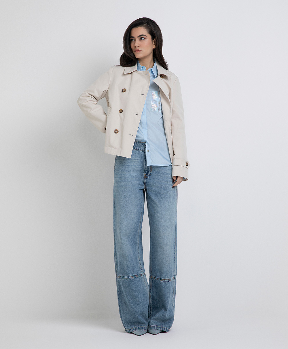 Markup Donna Giacche & Giubbotti Trench corto in cotone doppiopetto