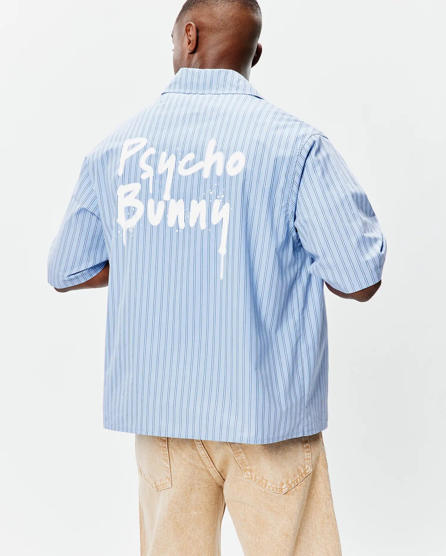 Psycho Bunny Men's Shirts Duncan Stripe Shirt camicia Kentucky Blue in cotone