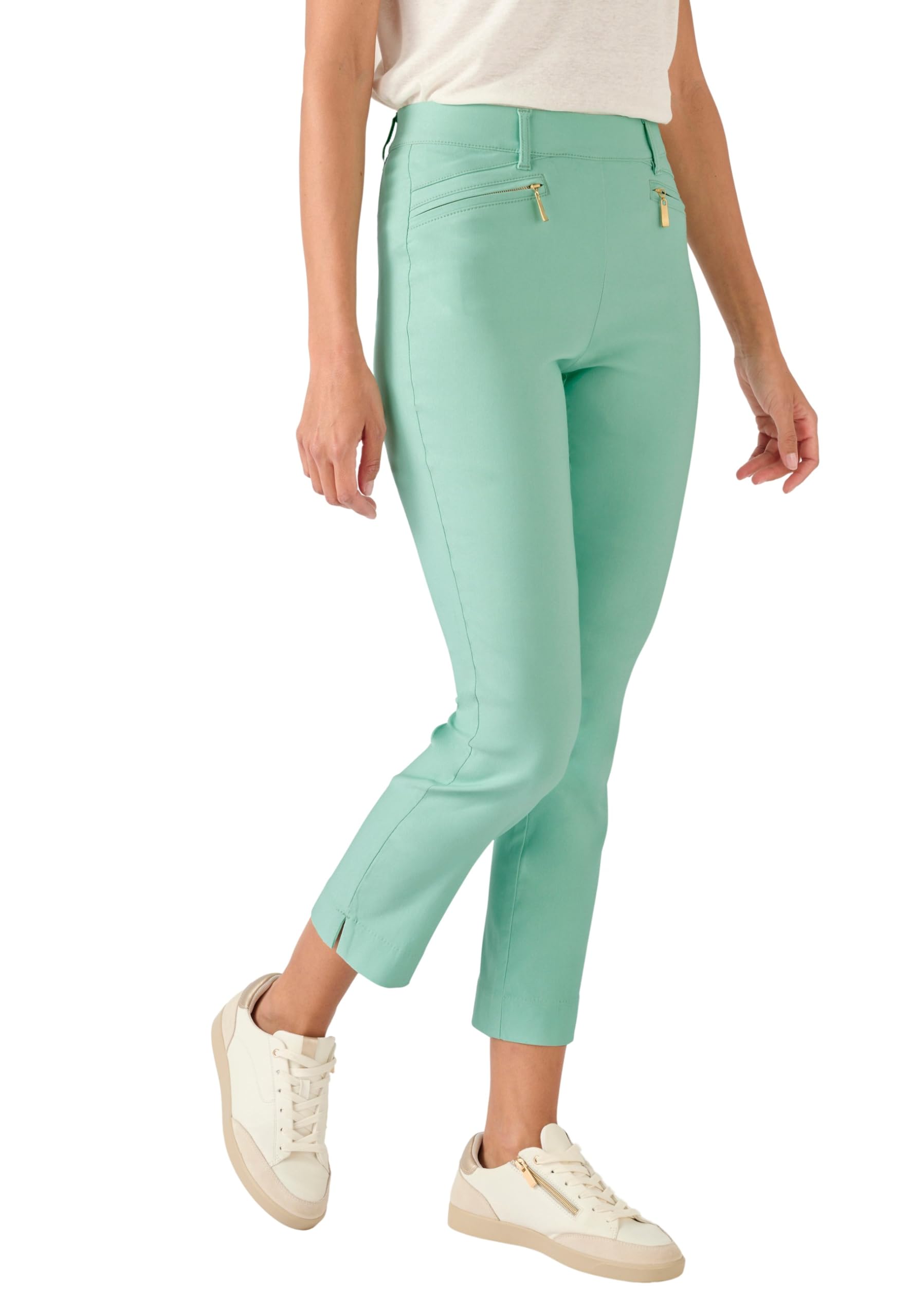 Damart Prêt-à-porter Pantaloni 7/8 tela elasticizzata donna 56 Blu/Verde